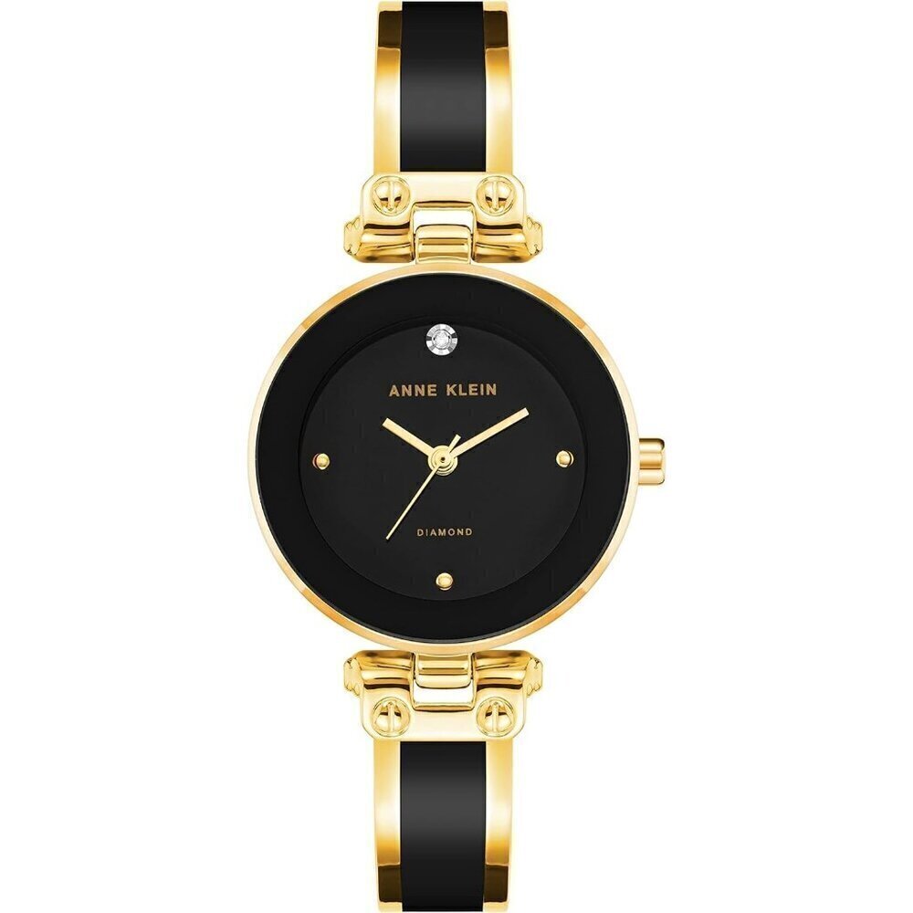 🔥 Women Black Anne Klein Genuine Diamond Dial Bangle Watch